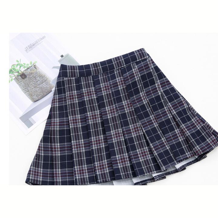 Chân váy xếp ly nữ tính cho bé gái 4-10 tuổi họa tiết caro lịch sự cùng lưng thun co giãn nhẹ – V005