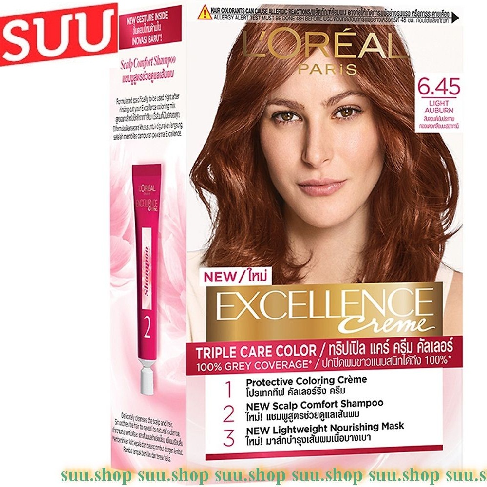 Thuốc Nhuộm Tóc Loreal Excellence Cream Số 6.45 Nâu Ánh Đỏ 172ml Dưỡng Tóc Phủ Bạc