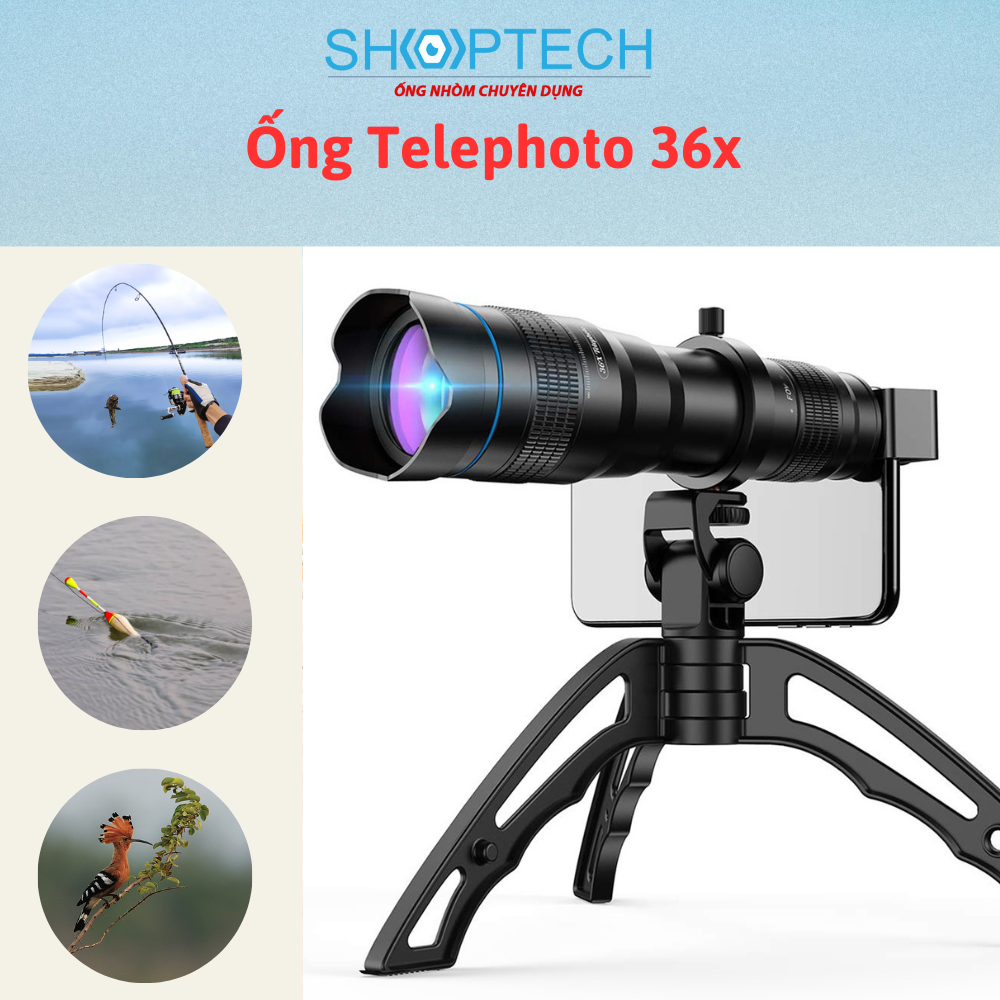 Bộ ống kính apexel 36x ngắm phao câu du lịch ngắm chim lens telecho điện thoại tặng kèm chân tripod ngắn