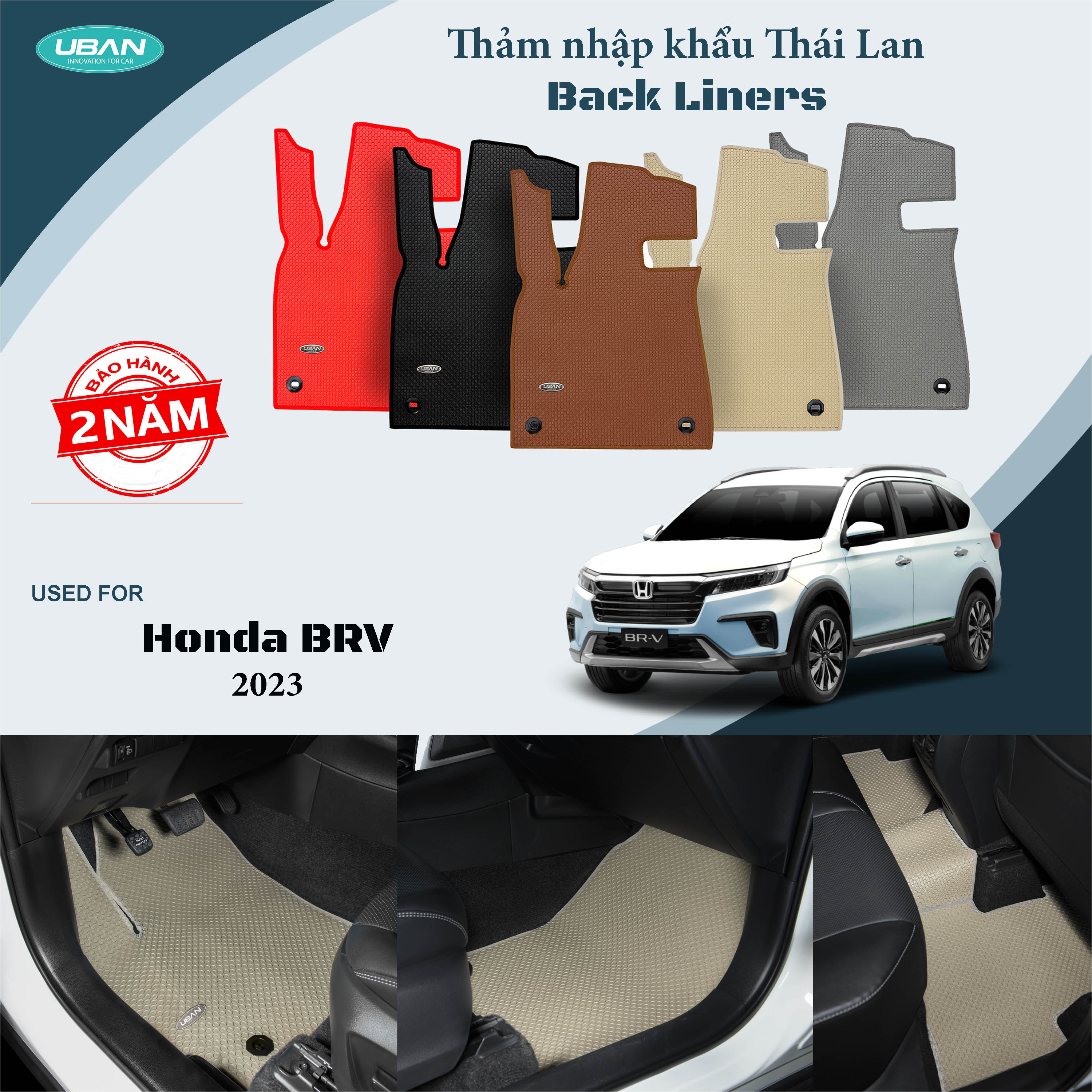 Thảm lót sàn ô tô UBAN cho xe Honda BRV 2023 - Nhập khẩu Thái Lan