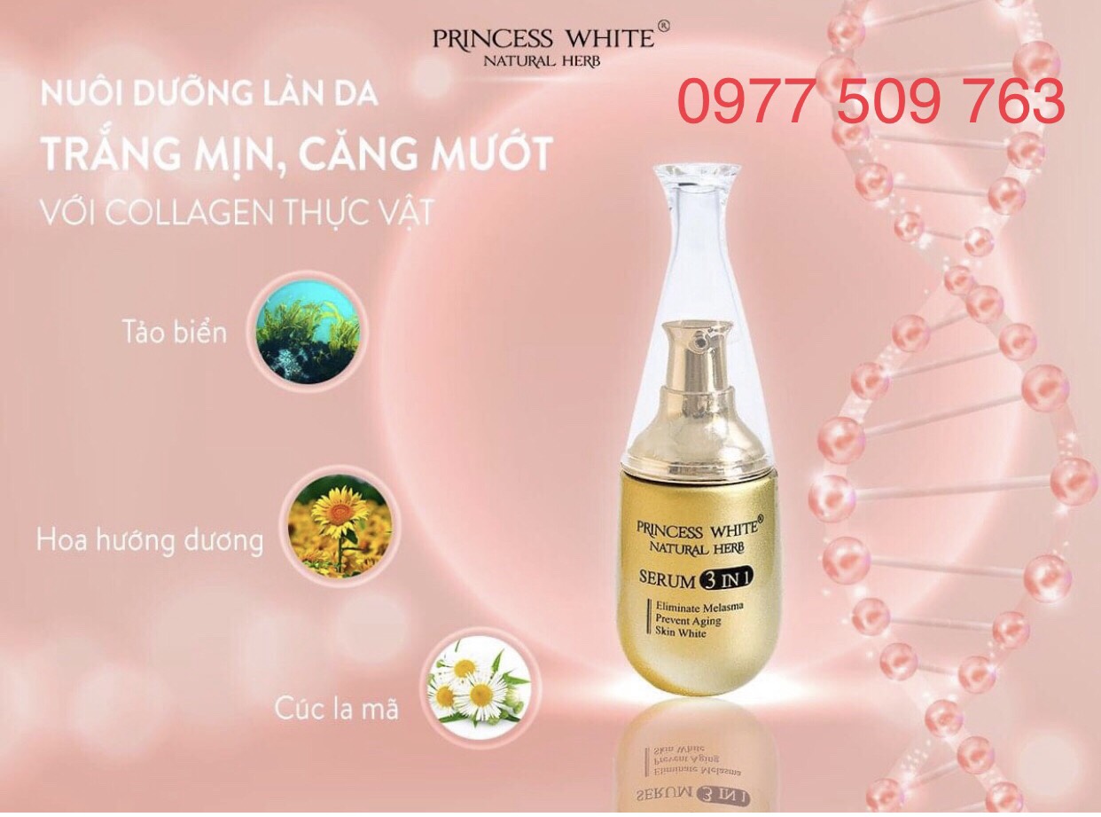 Serum 3in1 princess white dưỡng trắng giữ ẩm mờ nám ngừa lão hóa se khít chân lông 60ml