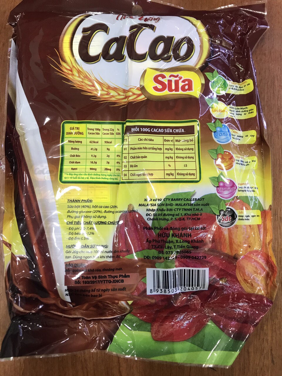 Cacao sữa gói hữu khánh 400gr