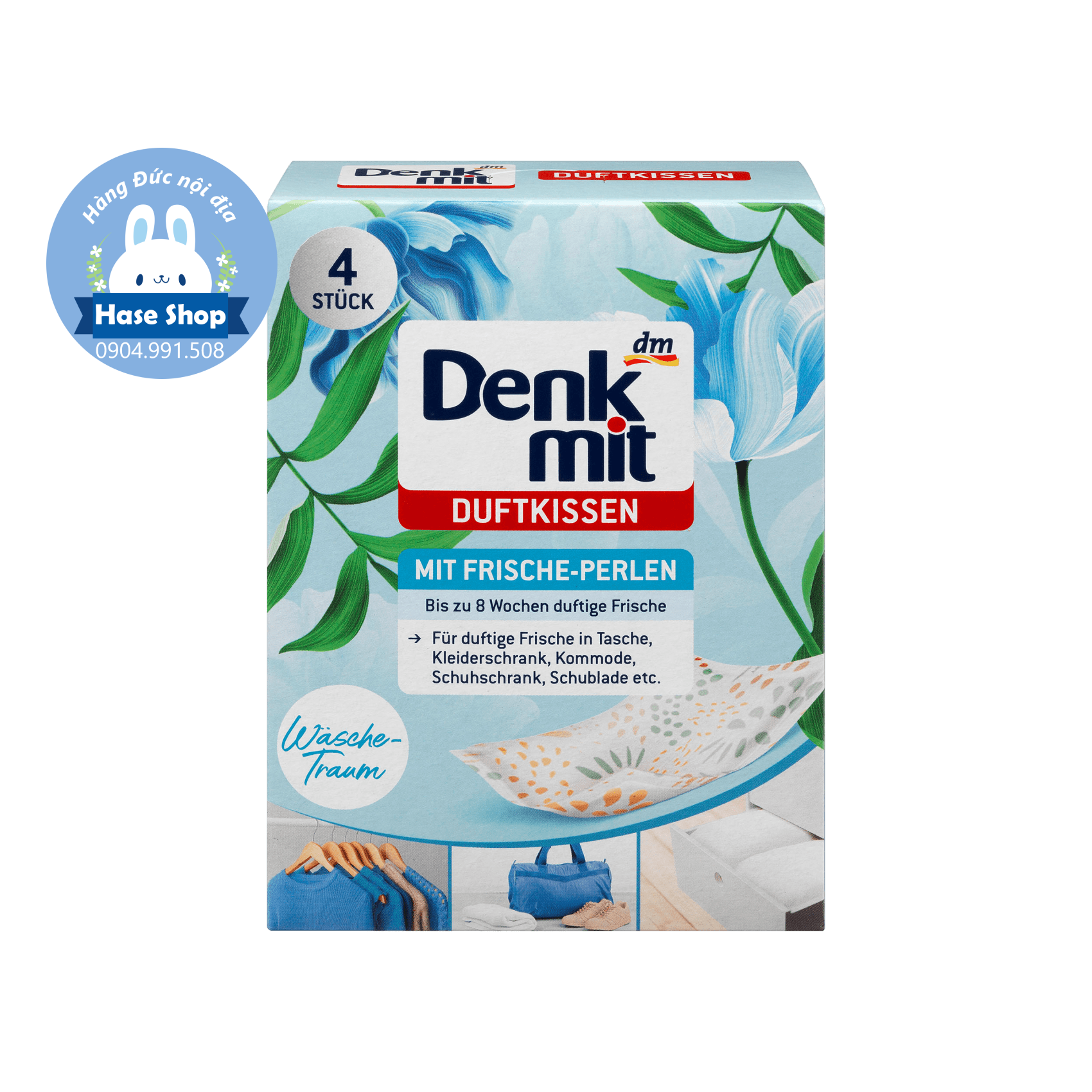 Bộ 4 túi thơm Denk mit hàng Đức - làm thơm tủ quần áo, xe ô tô, túi xách