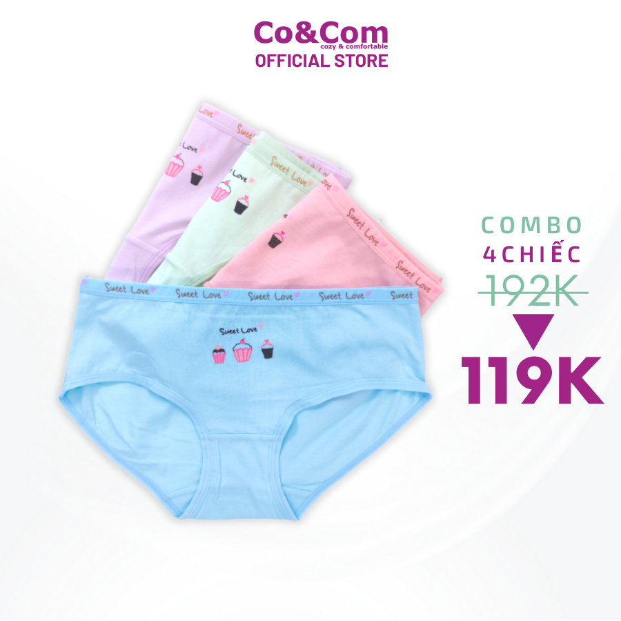 Quần lót bé gái teen cotton cây kem co&com kháng khuẩn, mềm mại, co giãn thoải mái co&com no7991