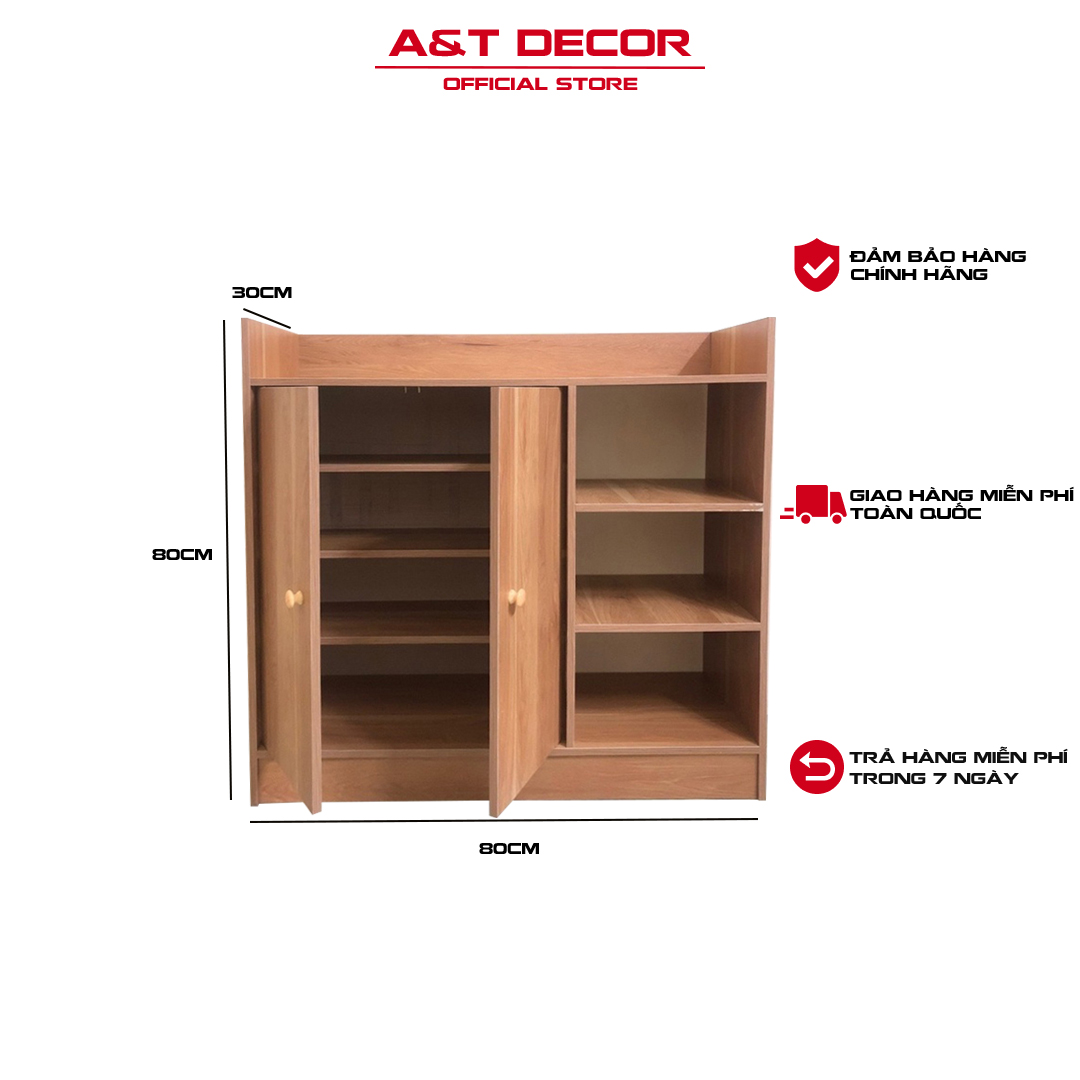 Kệ để giày đa năng, cánh gỗ tiện lợi, màu sắc sang trọng kích thước 80x80x30cm