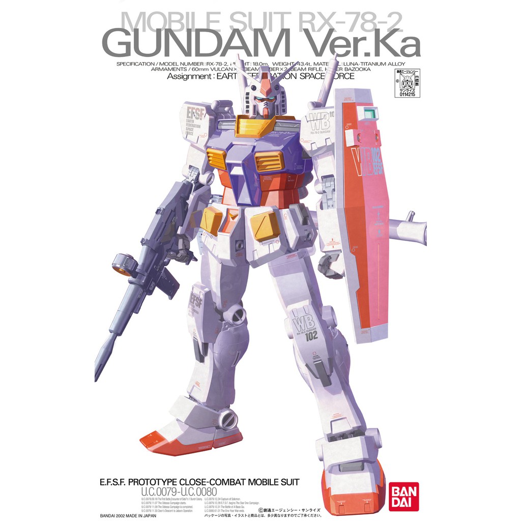 Mô hình gundam bandai mg 1/100 gundam rx 78 ver.ka