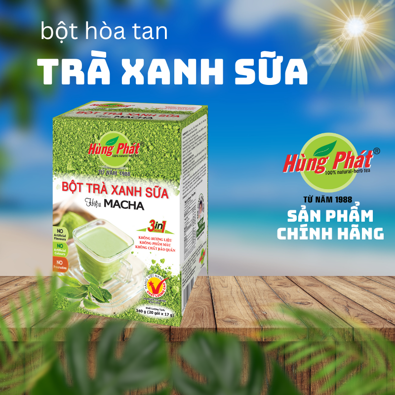 Bột trà xanh sữa hiệu macha - trà hùng phát