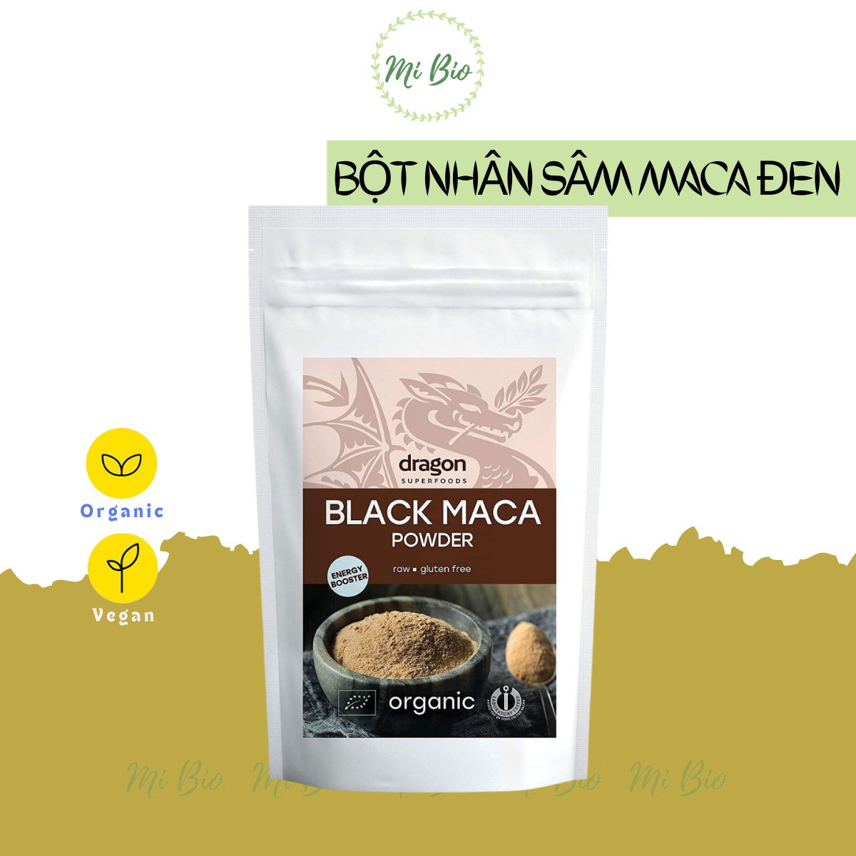 Bột nhân sâm Maca đen hữu cơ nguyên chất 100gr - Dragon Superfoods