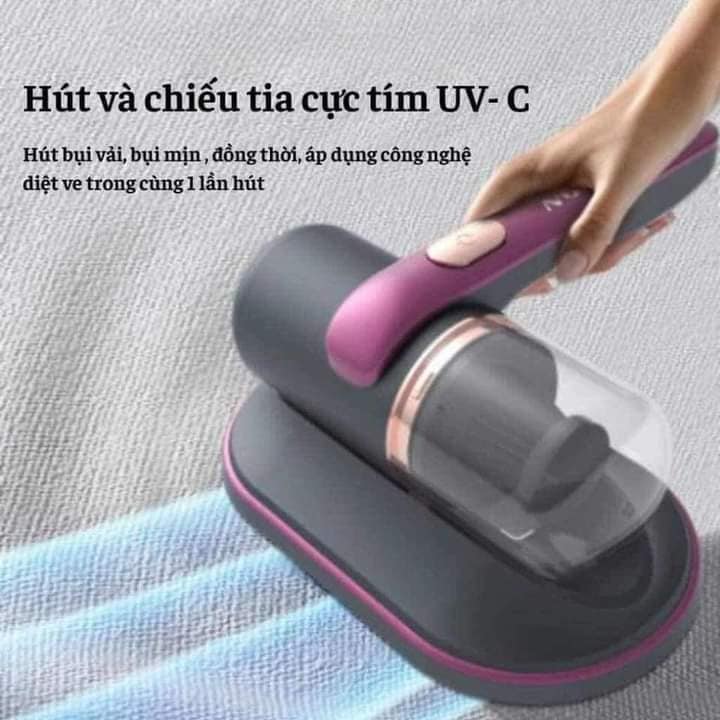 Máy hút bụi giường nệm, chăn ga, ghế sofa - máy hút bụi mini không dây sạc pin có tia UV khử khuẩn