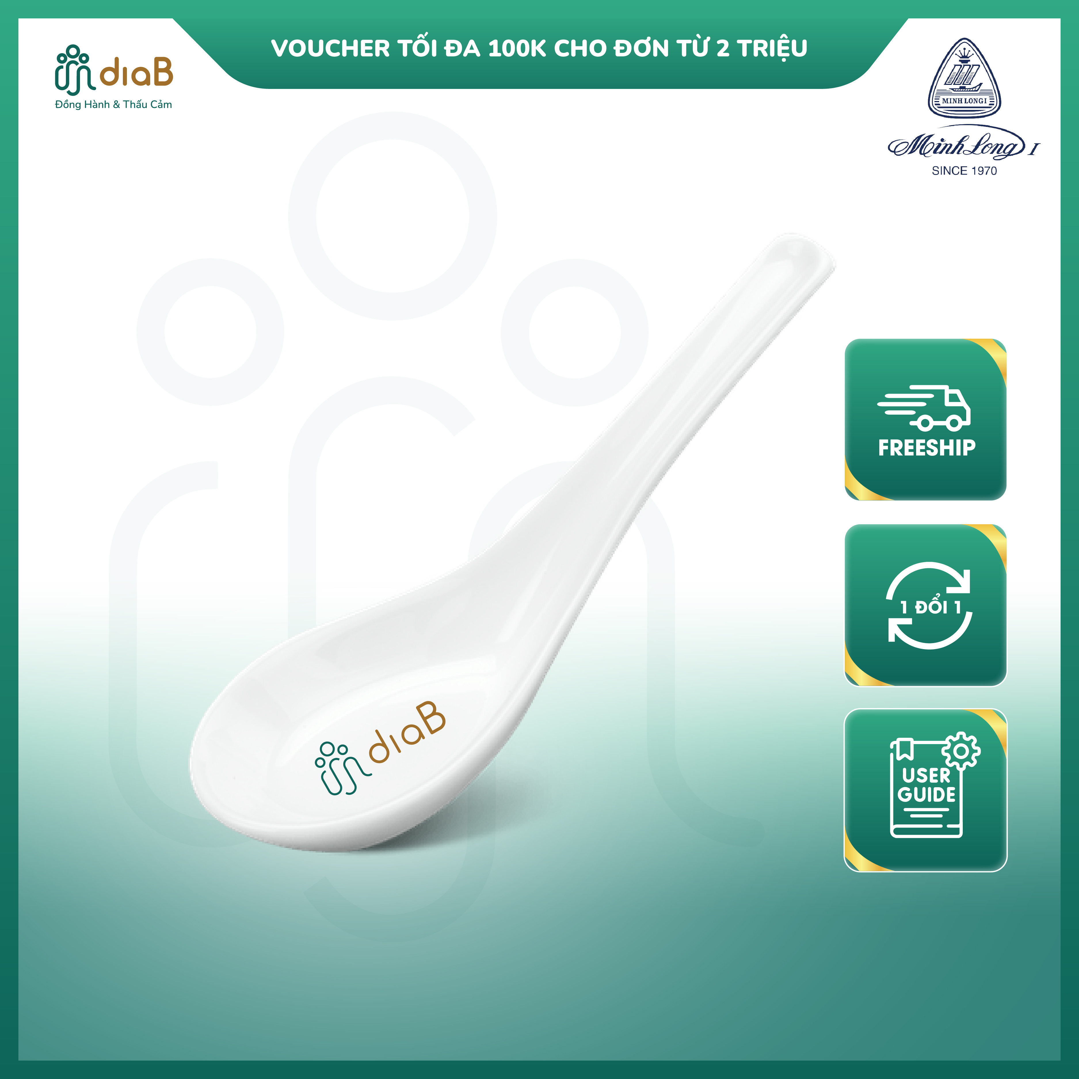 Muỗng sứ Jasmine - Gốm Sứ Minh Long chuẩn dinh dưỡng 5ml