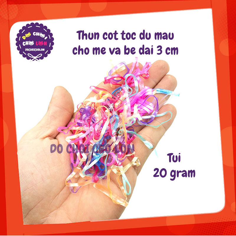 Thun cột tóc đủ màu 20 gram cho mẹ và bé dài 3 cm - dochoicholon