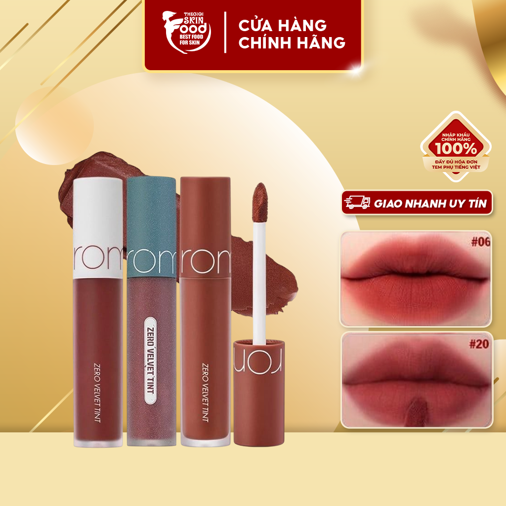 [NEW 26-30] [WINERY EDITION] Son Kem Lì Hàn Quốc Romand Zero Velvet Tint 5.5g (05 Đỏ Gạch, 06 Đỏ Nâu, 20 Đỏ Trầm)