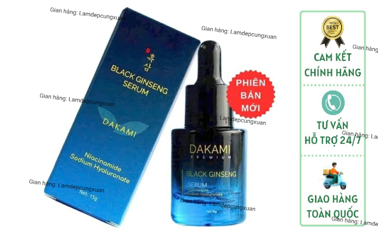   Giao hỏa tốc  Serum sâm đen Dakami Ginseng - Serum Damian- serum dưỡng da hỗ trợ cấp ẩm giúp da sáng khoẻ - Chính hãng tem lớp bạc soạn tin tổng đài 