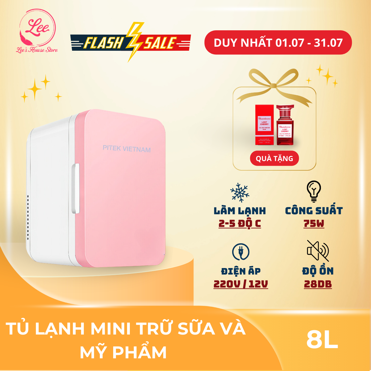  Tủ lạnh mini PITEK cao cấp 2 chiều nóng lạnh dung tích 8L trữ sữa bảo quản mỹ phẩm- Kho sỉ tủ lạnh mini 