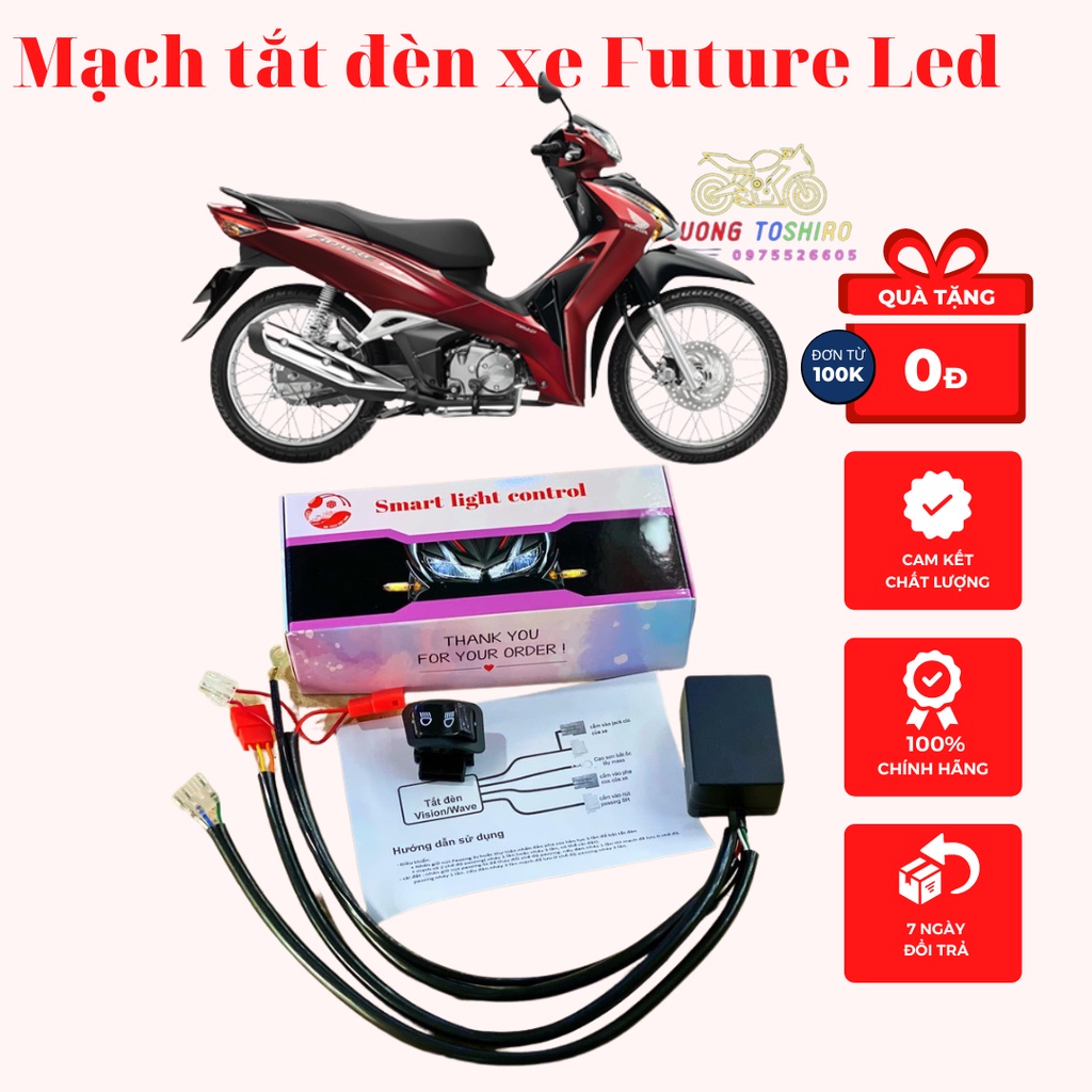 Bộ mạch tắt mở đèn kèm công tắc passing cho xe Future led full Giắc Cắm bảo hành 1 năm