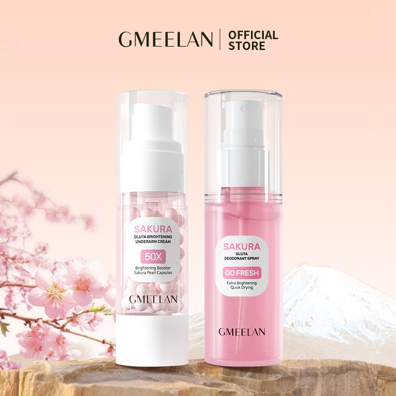 GMEELAN 2PCS  Dưỡng Nách Sakura Underarm Cream 30g Kem hỗ trợ dưỡng sáng nách + Xịt hỗ trợ khử mùi SAKURA GLUTA 50ml Bodycare