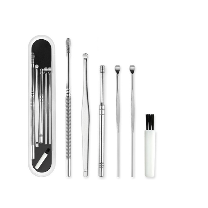 [HCM]Bộ dụng cụ lấy ráy tai  lò xo 6 món bằng thép cao cấp