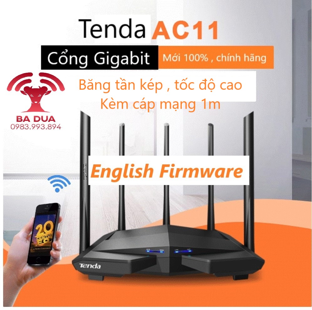 Bộ Phát Wifi Router Wifi Gigabit Tenda AC11 AC1200