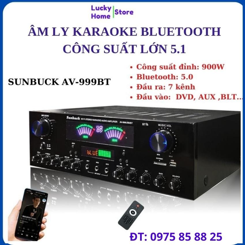 Amply karaoke gia đình bluetooth công suất lớn Sunbuck AV-999BT, Công suất 900w,  Bảo hành 12 tháng, Âm ly karaoke bluetooth.Amly gia đình âm, âm ly karaoke  amly hát karaoke  amply karaoke gia đình  âm ly  âm ly karaoke bluetoo