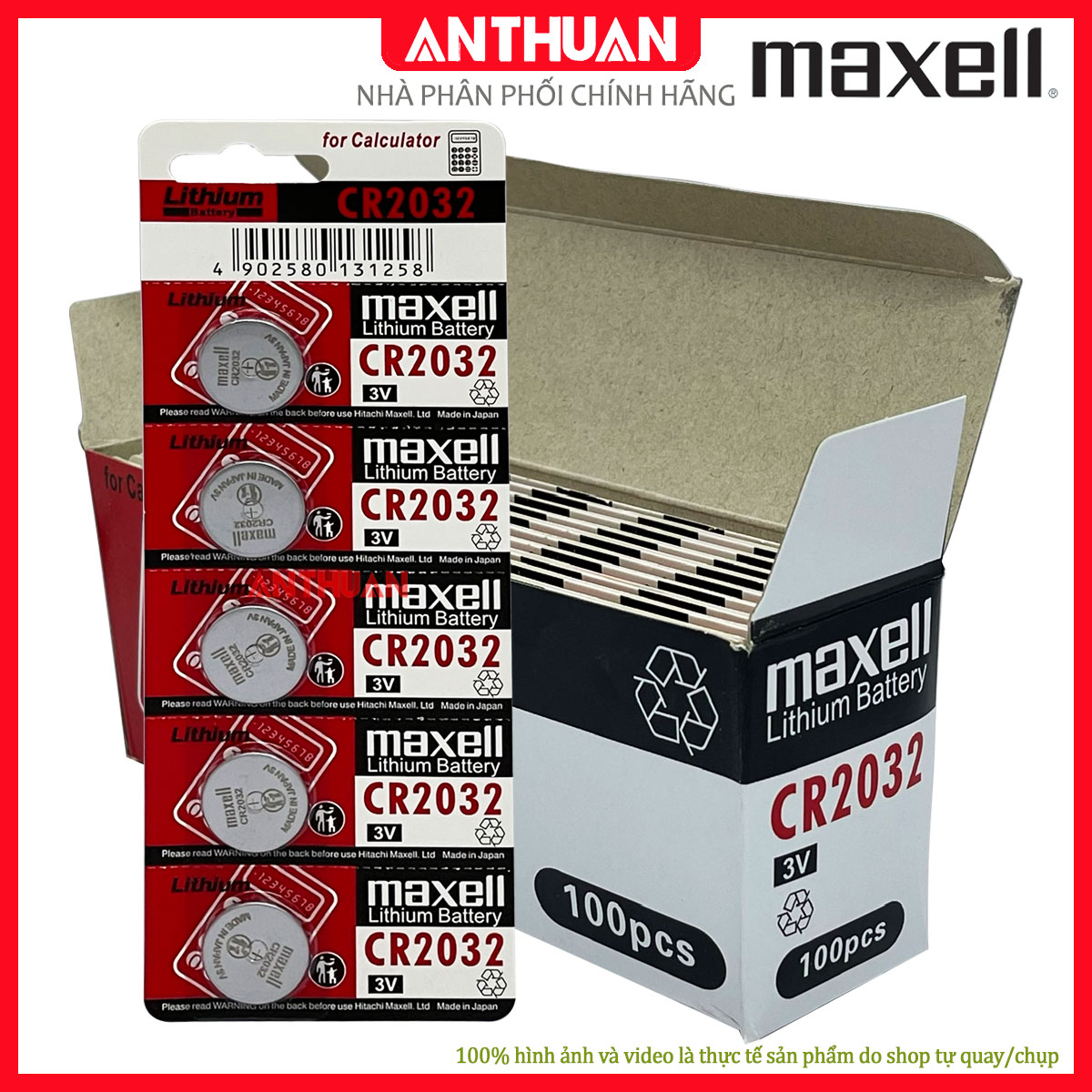 Pin CR2032 Lithium 3V Maxell. Pin cúc áo dùng cho remote, máy tính, smartkey, khóa điện tử, điều khi