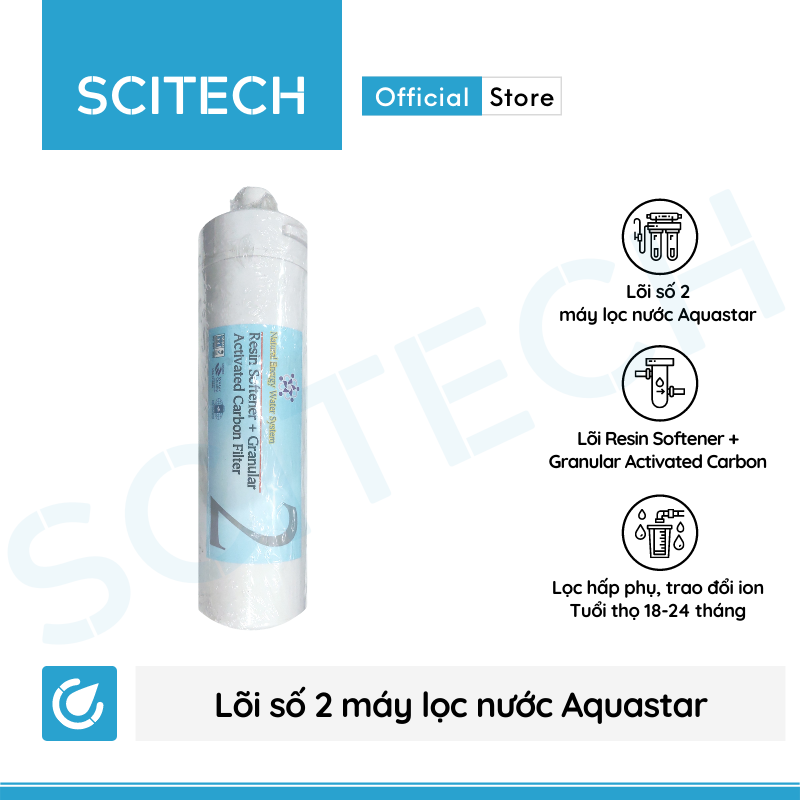 [HCM]Lõi Resin Softener + Granular Activated Carbon - Lõi số 2 máy lọc nước Nano Aquastar