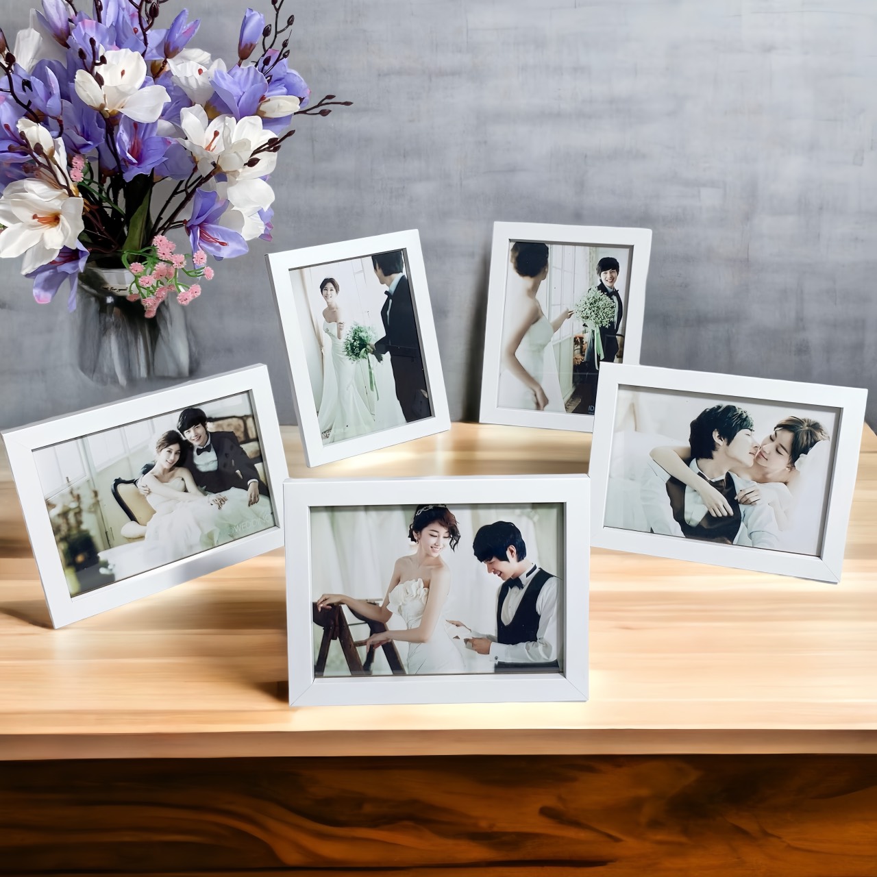 5 Khung ảnh 13x18 cm để bàn & treo tường - Tặng kèm in ảnh theo yêu cầu - Mặt kính - Tặng kèm chân đế