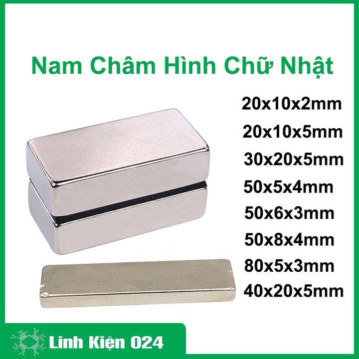 Nam châm đất hiếm hình chữ nhật siêu mạnh, nam châm vĩnh cửu nhiều kích thước cố định đồ vật tiện lợi