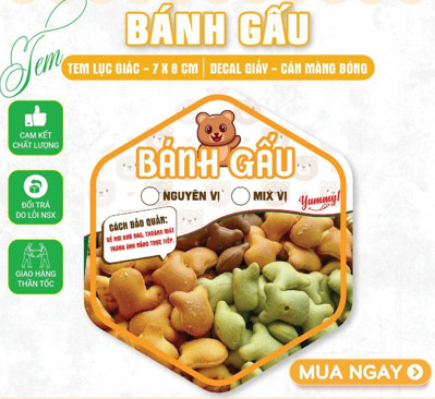55 tem dán các loại bánh kẹo - lục giác 7*8cm