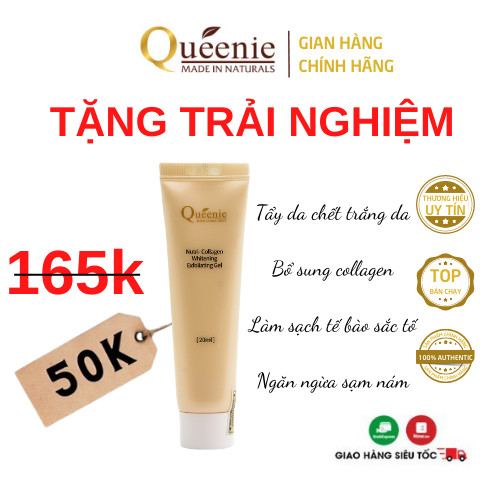 Gel Tẩy Tế Bào Chết Trắng Da. Bổ Sung Collagen Queenie, Sản Phẩm Trải Nghiệm 20ml - Mỹ Phẩm Hàn Quốc