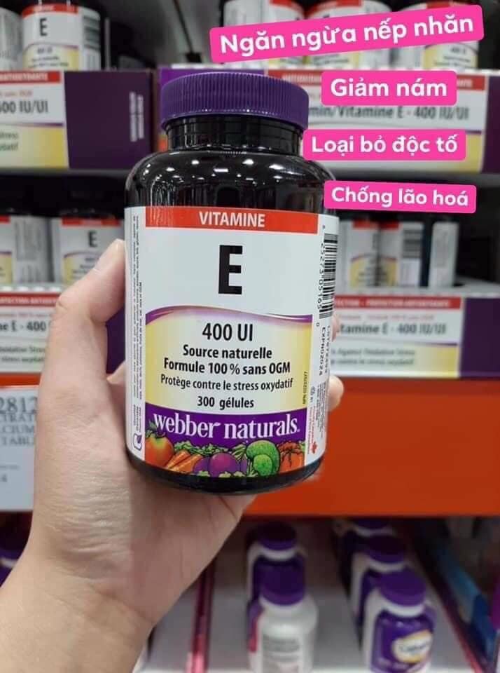 Vitamin E tự nhiên 400IU 300 viên nang Webber Naturals Canada, hàng xách tay Canada