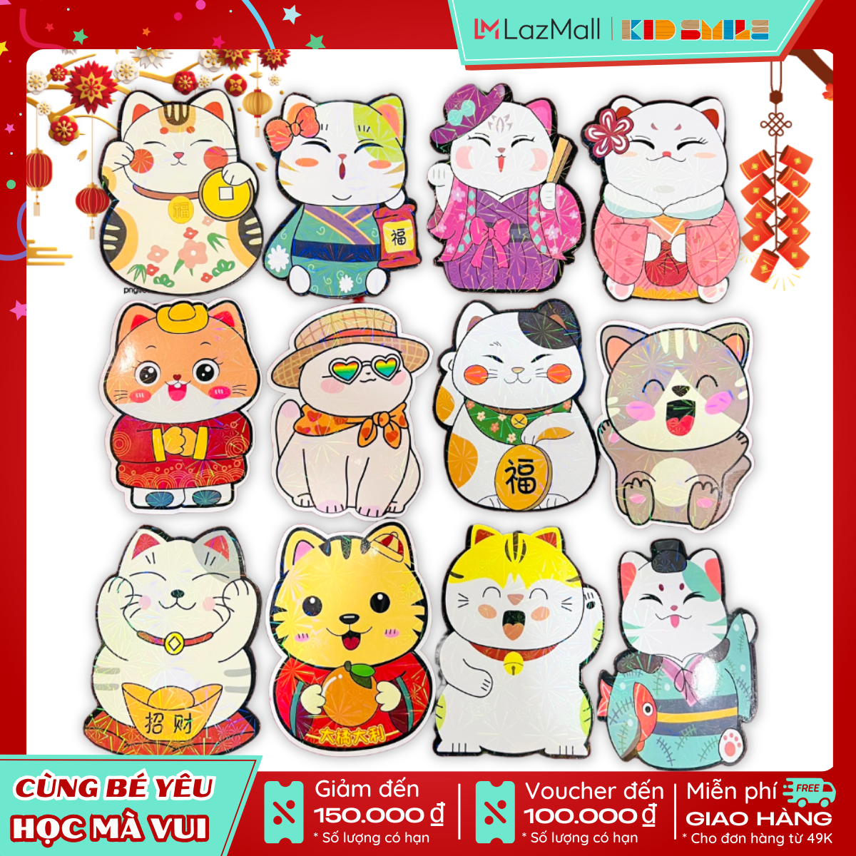 Bao lì xì Rồng May mắn và Chibi nhân vật hoạt hình 3D ngộ nghĩnh mẫu mới nhất Tết 2024 Giáp Thìn bìa cứng  chuẩn loại 1 to dày chắc chắn