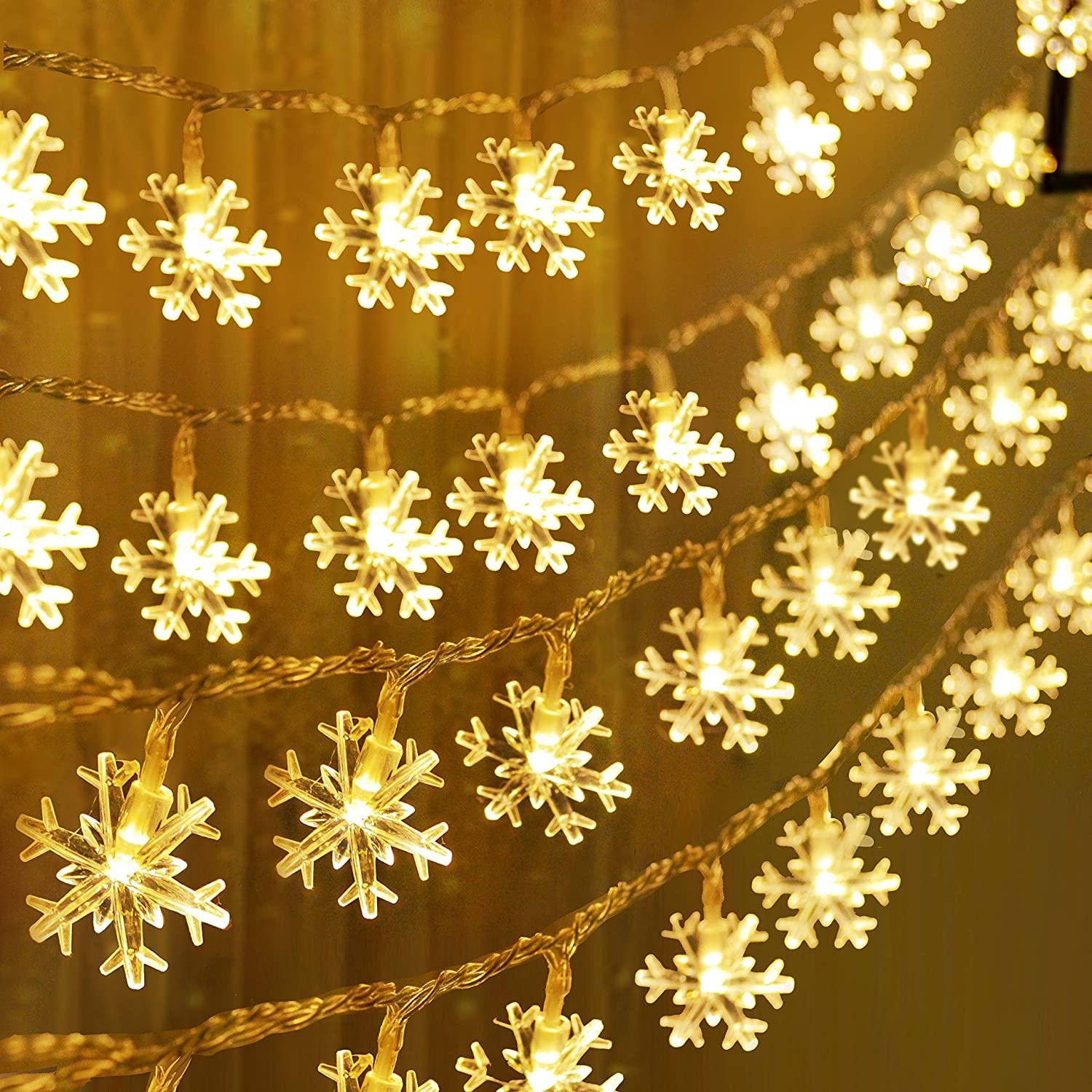 ĐÈN LED BÔNG TUYẾT TRANG TRÍ TIỆC NOEL LỄ TẾT-  LED Christmas Snowflake String Lights