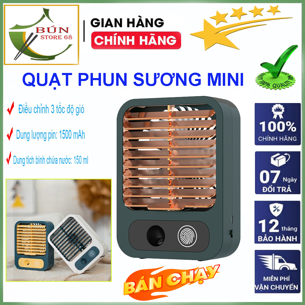 Quạt tích điện mini phun sương hikami-f969 quạt cầm tay kèm phun sương 2in1 ba tốc độ gió, cảm ứng vân tay bình chứa dung tích 150ml.quạt điện mini,quạt phun sương mini,quạt phun sương hơi nước.