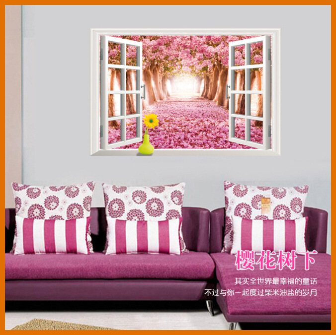 Decal dán tường cửa sổ hồng ay 9234d