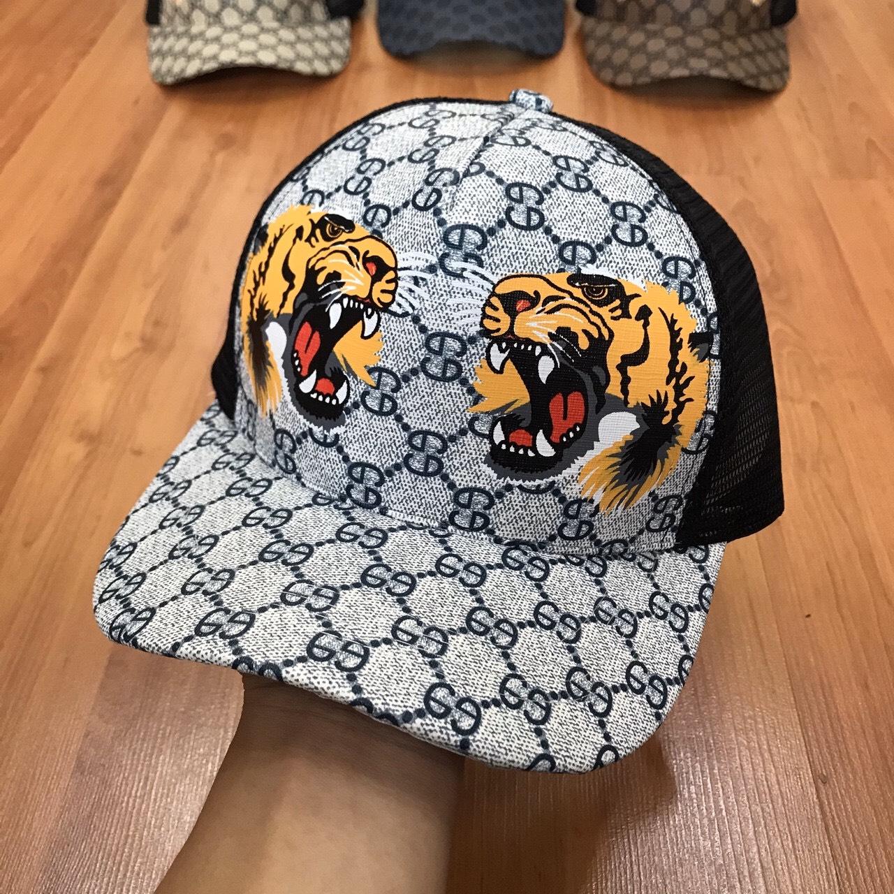 (HOT 2021) Nón kết Da xịn,  Mũ lưỡi trai Da phối lưới in hình con Cọp thời trang Nam Nữ