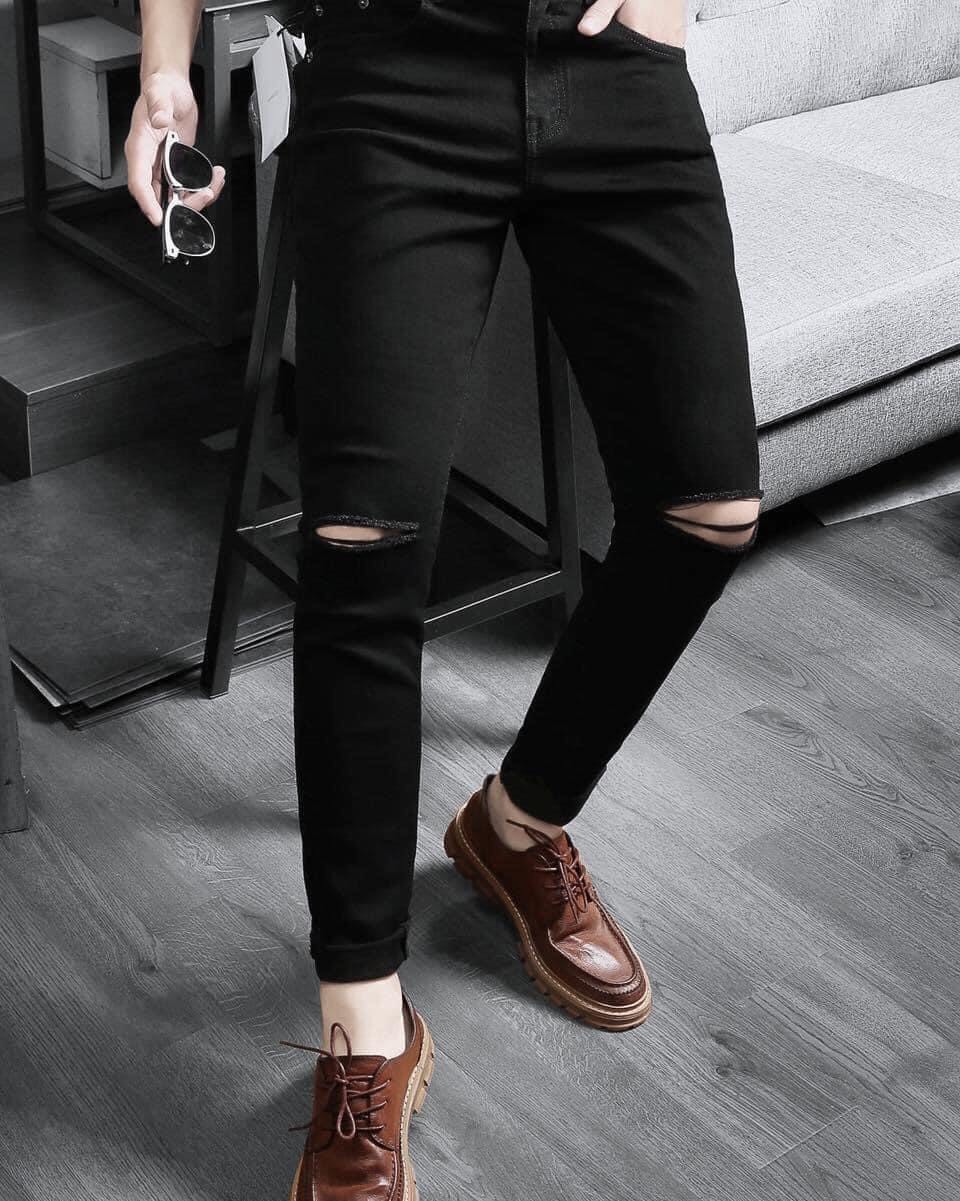 Quần Jean Nam MJ ĐEN RÁCH NAM (Có Size Đại) Phong Cách Thời Trang Cao Cấp - Hàng Chuẩn Hình