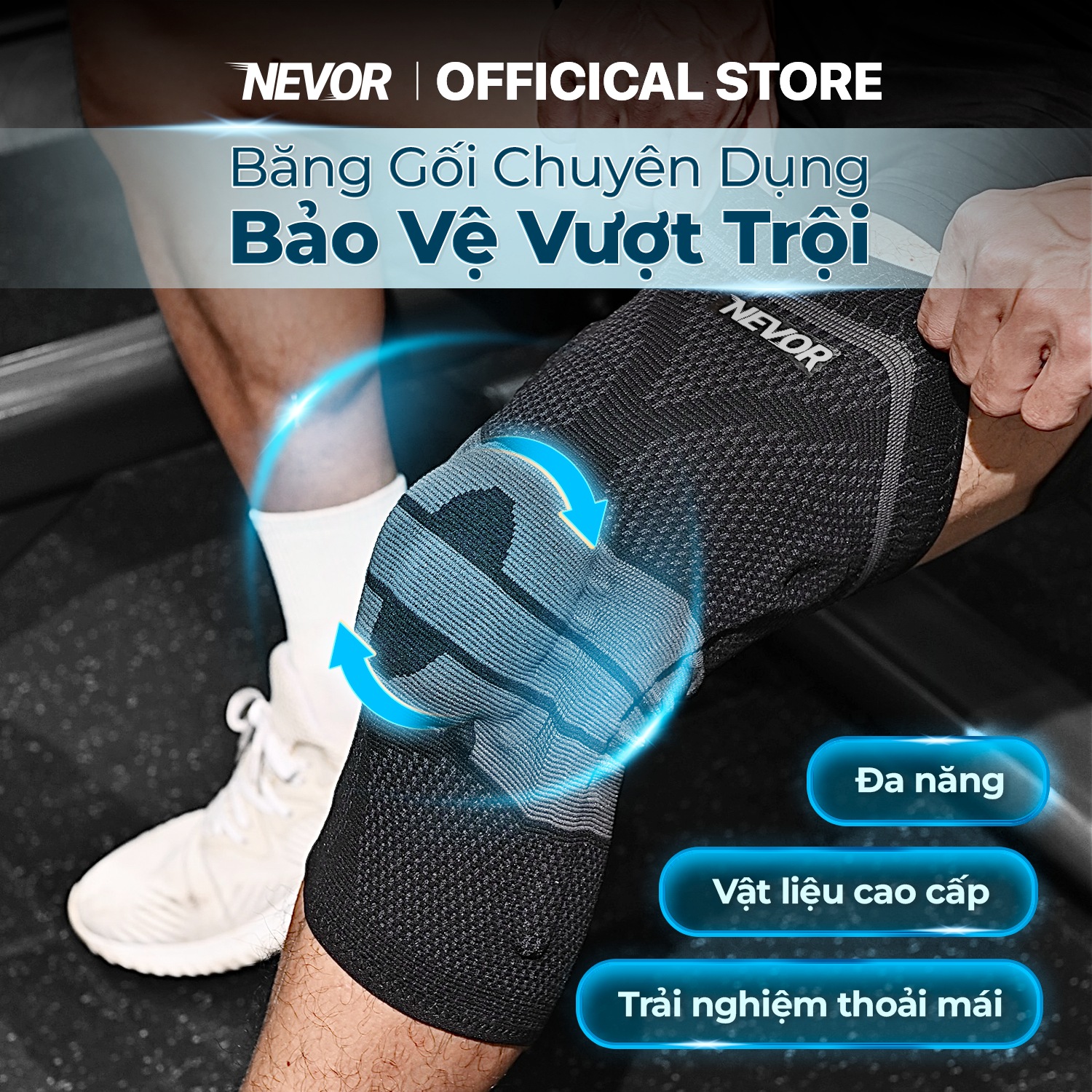 Bó gối thể thao nevor bdg09 giảm đau phòng tránh chấn thương dây chằng sử dụng cho gym bóng đá bóng rổ chạy bộ