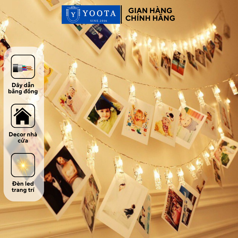 Dây Đèn Led 20 Kẹp Ảnh Nghệ Thuật Sử Dụng Pin AA, Dài 3m Nháy 2 Chế Độ Siêu Đẹp