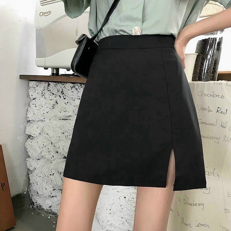 [HCM]Chân váy nữ chữ A xẻ tà phong cách thời trang Hà Kiều MSP376 chất liệu Tuyết Mưa
