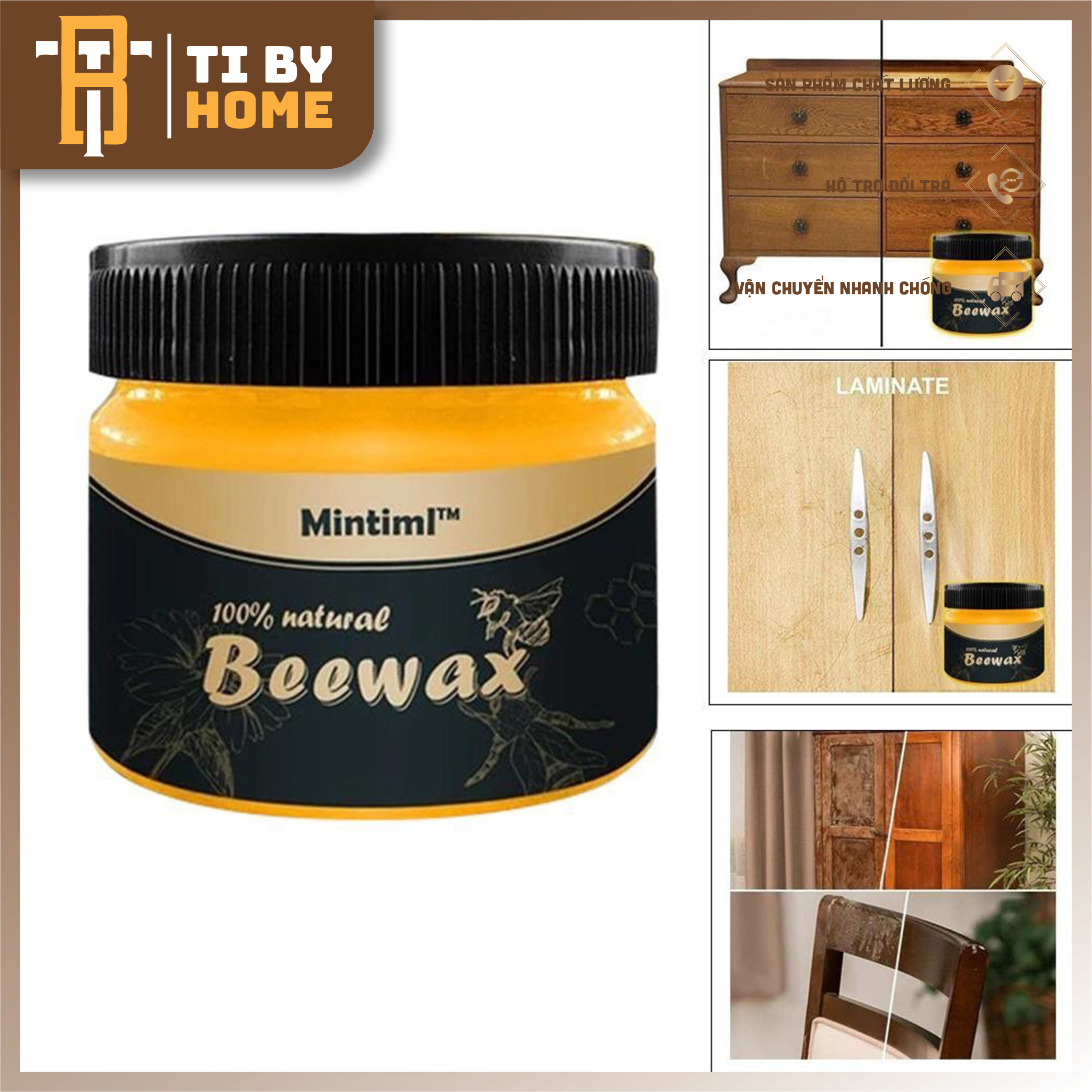 Sáp ong beewax đánh bóng sàn gỗ đồ gỗ -hộp sáp ong beewax chăm sóc, lau chùi nội thất gỗ - sàn gỗ