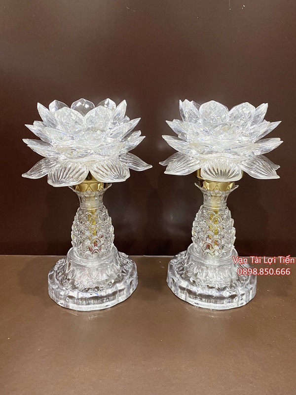 Bộ đèn thờ cúng hoa sen trái thơm đổi màu loại lớn