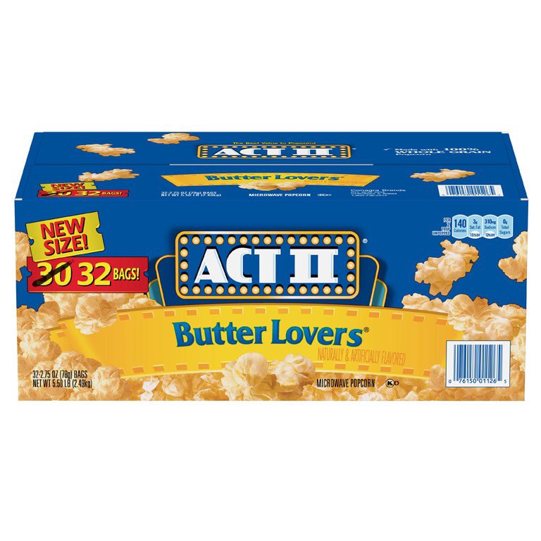 Bắp rang bơ mặn dùng chảo,lò vi sóng ACT II BUTTER LOVER 78GR