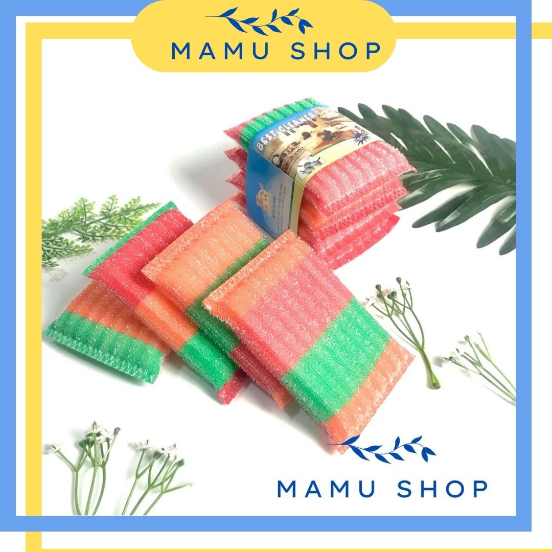 Bộ 4 miếng rửa chén bát mút rửa chén nhiều màu cà rốt Mamu shop M20