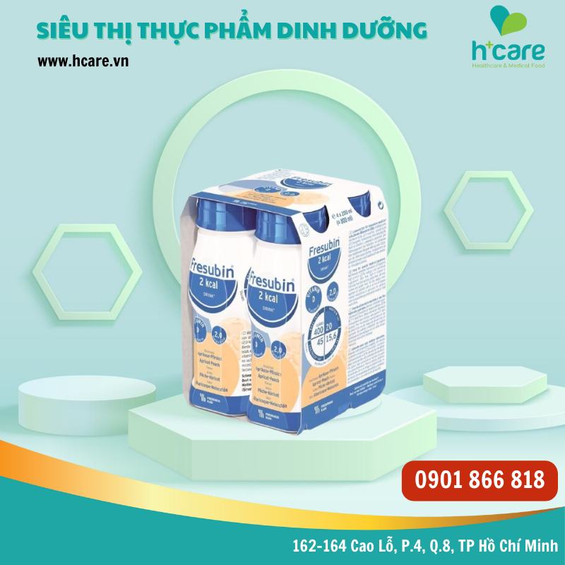 Sữa pha sẵn Fresubin 2Kcal Fibre đào mơ 200ml - Dinh dưỡng cho người già