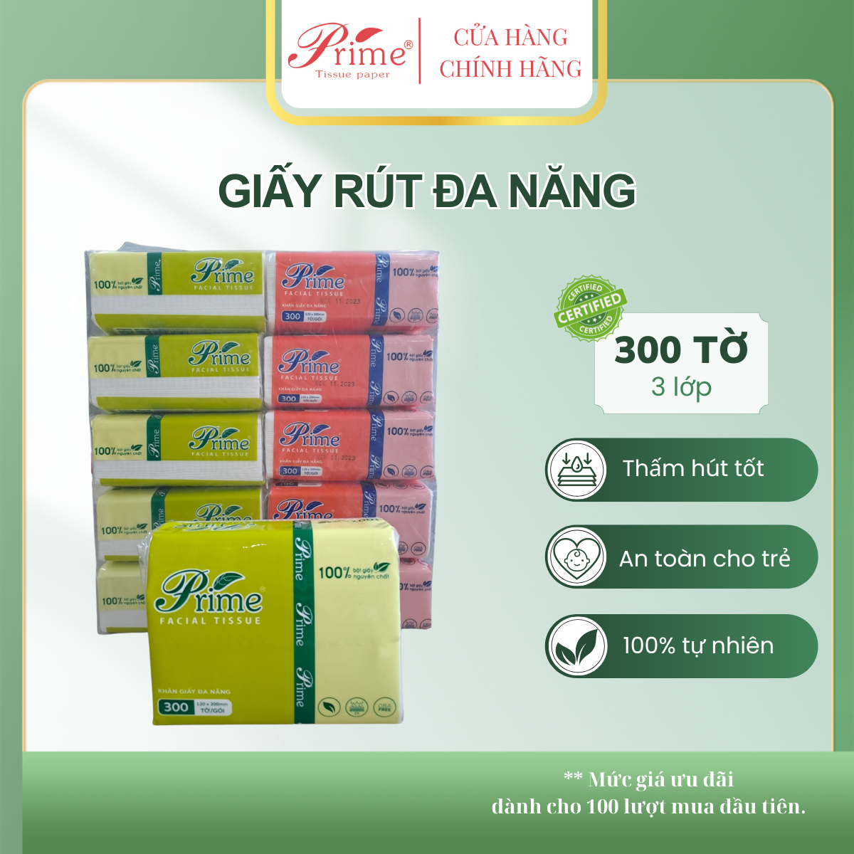 Giấy ăn cao cấp thùng 30 gói giấy rút PRIME, giấy ăn đa năng hàng cao cấp