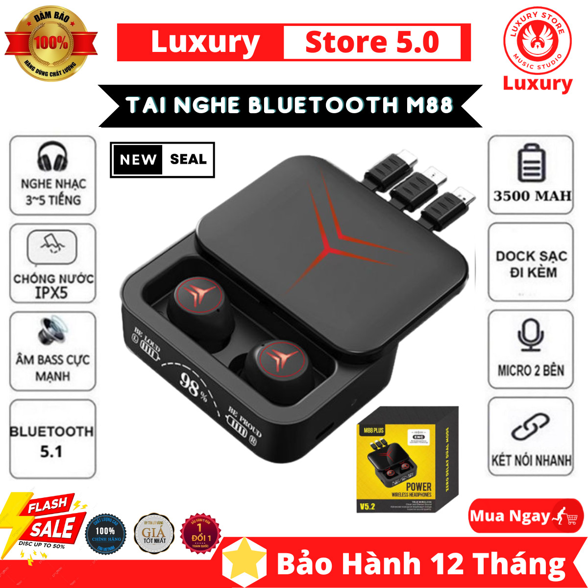 Tai Nghe Nhét Tai TWS M88 Plus , Tai Nghe Bluetooth M88 Plus , M90 , M10