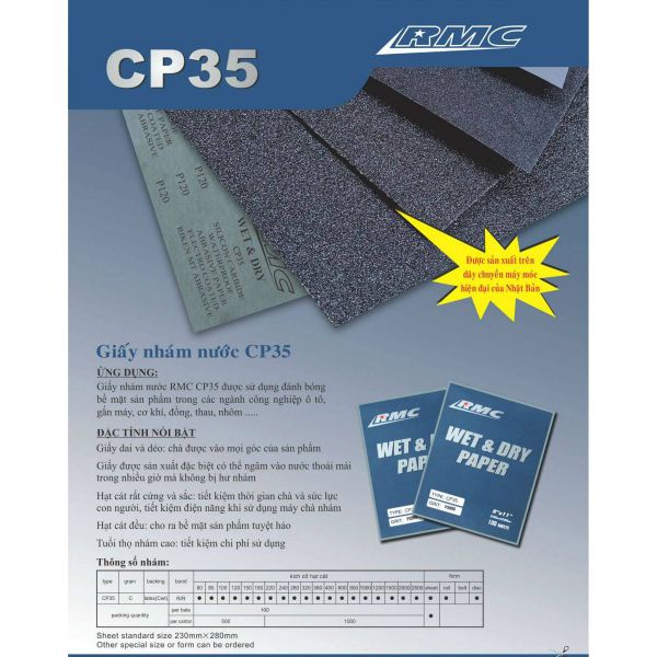 Giấy nhám tờ rmc cp35 - hàng chất lượng cao công nghệ nhật bản