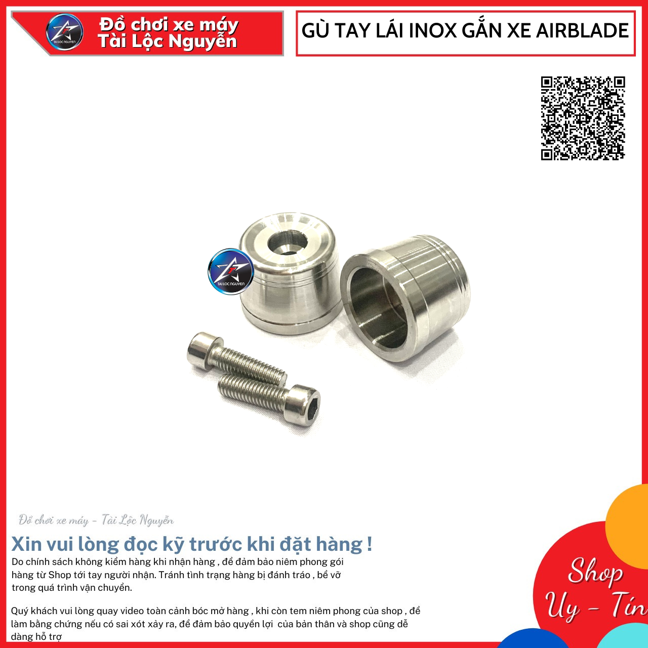 Gù tay lái inox gắn cho xe ab airblade và một số dòng xe khác