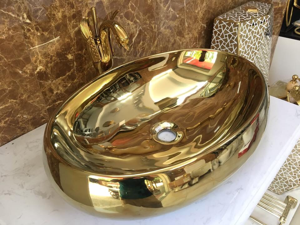 CHẬU LAVABO MẠ VÀNG, CHẬU RỬA MẶT MẠ VÀNG 065V