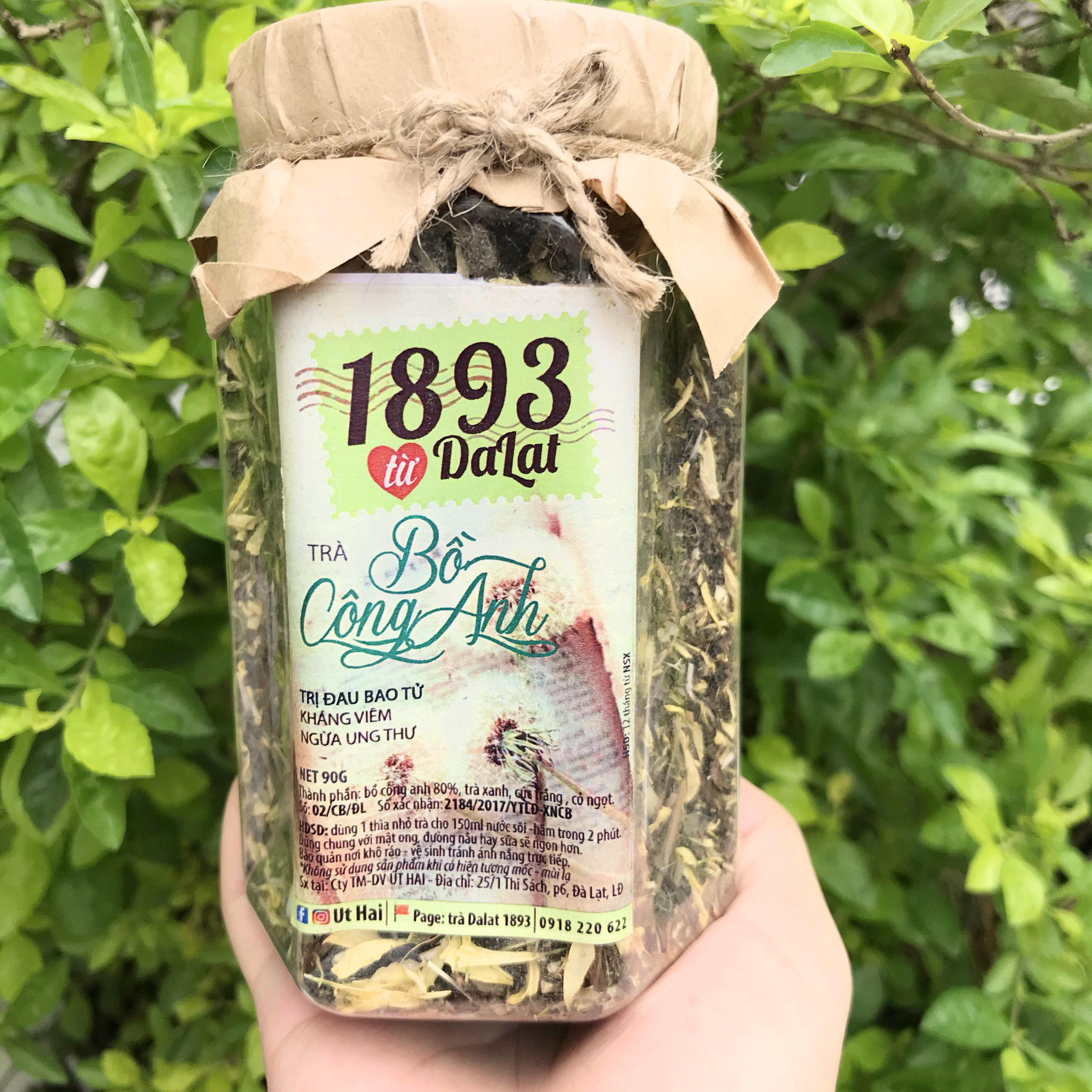 Trà hoa Bồ Công Anh Đà lạt 1893 hỗ trợ tiêu hóa, thải độc gan, tăng cường hệ miễn dịch, dùng nóng hoặc đá đều được, dạng hộp 40gr và 80gr Nahome